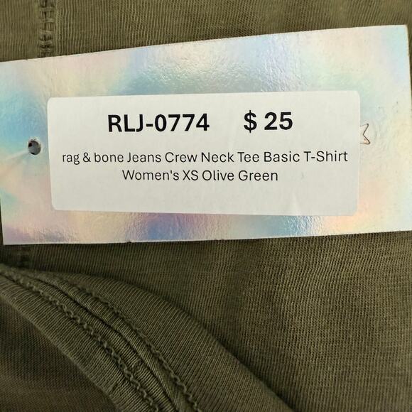 rag & bone Jeans Crew Neck Tee Basic T-Shirt Women's XS Olive Green - Picture 5 of 7